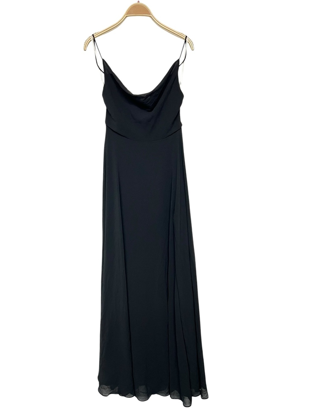New Lulus Romantically Speaking Elegant Black Cowl Neck Lace Up Back Maxi Dress - Picture 2 of 6